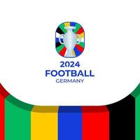 Football championship 2024 white background vector stock illustration. not official logotype emblem on colourful line Abstract background. Poster soccer or football Championship template.