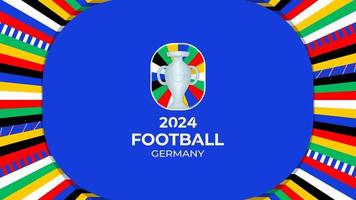 Football championship 2024 blue background vector stock illustration. not official logotype emblem on colourful line Abstract background. Poster soccer or football Championship template.