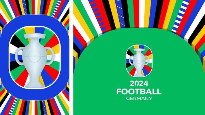 Football Championship 2024 Blue And Green Background Stock Illustration Not Official Logotype Emblem On Colourful Line Background Poster Soccer Or Football Championship Template Vector 