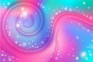 Rainbow fantasy background. Holographic illustration. Multicolored sky with stars and bokeh. vector