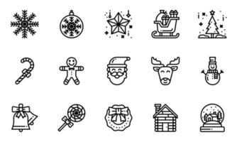 Christmas Icons  Line Vector Illustration, snowflake, candy, sleigh, christmas day
