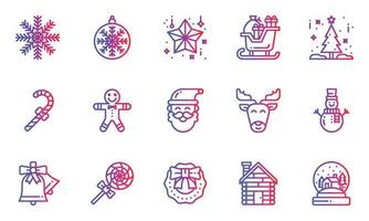 Christmas Icons Gradient Vector Illustration, snowflake, candy, sleigh, christmas day