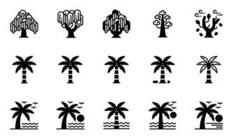 Ilustración de vector de iconos de árbol, ecología, naturaleza, árbol de coconu