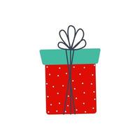 Gift box with bow vector illustration in flat cartoon style