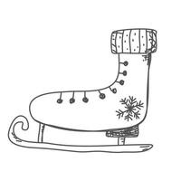 ice skates hand drawn sketch with winter elements vector