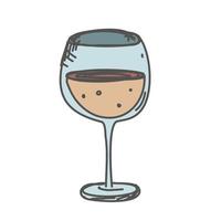 bebida de vidrio, copa de vino boceto dibujado a mano