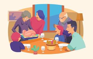 Family Gathering in Thanksgiving Day vector