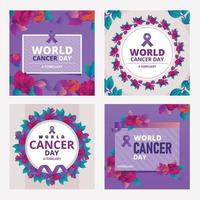 publicaciones en las redes sociales del día mundial contra el cáncer vector