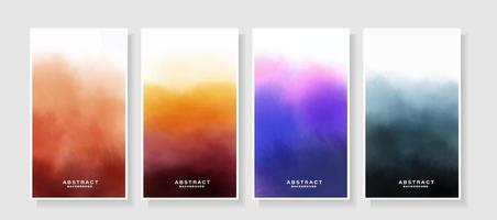 Set of hand painted watercolor abstract background vector
