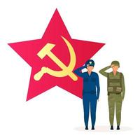 Communism political system metaphor flat vector illustration. Marxism ideology. Soviet union system. Common ownership and absence of classes. Form of government. Socialist cartoon characters