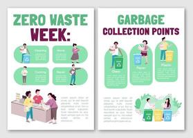 Garbage collection flat vector brochure template. Waste management and recycling. Flyer, booklet, printable leaflet design. Magazine page, cartoon annual reports, infographic posters with text space