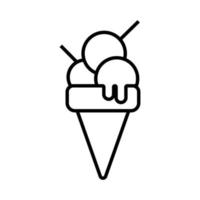 Diseño de ilustración de estilo de línea de icono de helado sobre fondo aislado vector