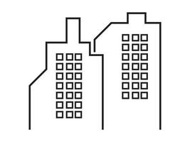 edificio de línea negra o icono de torre vector