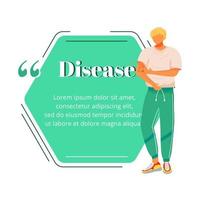 Disease symptom flat color vector character quote. Man with eczema. Redness on skin. Healthcare problem. Citation blank frame template. Speech bubble. Quotation empty text box design