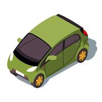 Microcar isometric color vector illustration. City transport infographic. Green kei car. Urban minicompact auto. Town transportation. Automobile 3d concept isolated on white background