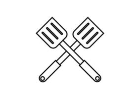 the outline of a spatula with a simple design vector