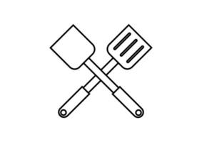 the outline of a spatula with a simple design vector