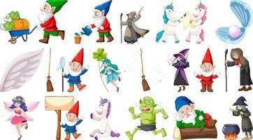 Set of fantasy fairy tale characters and elements vector