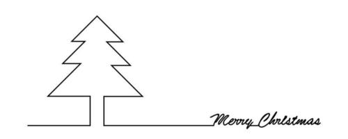 Christmas pine fir tree. Continuous one line drawing minimalist design vector