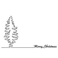 Christmas pine fir tree. Continuous one line drawing minimalist design vector