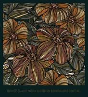 Vector EPS Seamless pattern illustration blooming lined Flowers art