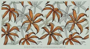 vector eps ilustración de patrones sin fisuras arte de flores florecientes