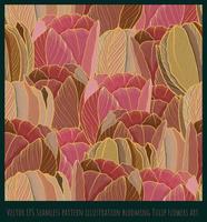 vector eps ilustración de patrones sin fisuras arte de flores de tulipán floreciente