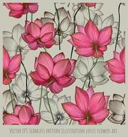 vector eps ilustración de patrones sin fisuras arte de flores de loto