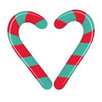 Candy canes in the shape of heart. vector