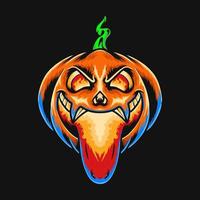 Scary Pumpkin monster Halloween Premium Vector thshirt design illustration