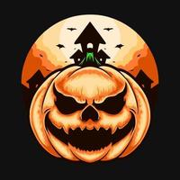 Scary Pumpkin monster Halloween Premium Vector thshirt design illustration