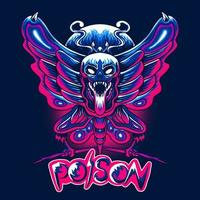 premium poison skull butterfly tattoo vector illustration tshirt design