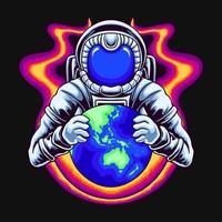 astronauta galaxia espacio premium vector ilustración diseño de camiseta