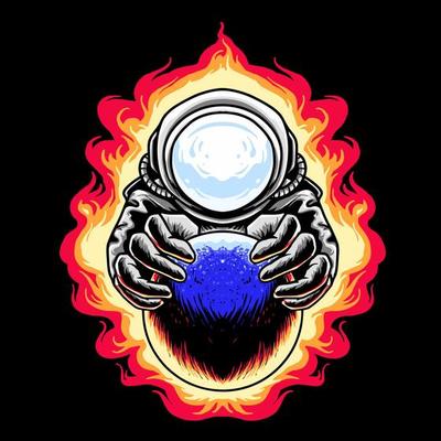 Astronaut Galaxy Space premium vector illustration tshirt design