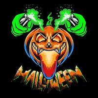 Scary Pumpkin monster Halloween Premium Vector thshirt design illustration