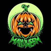 Scary Pumpkin monster Halloween Premium Vector thshirt design illustration