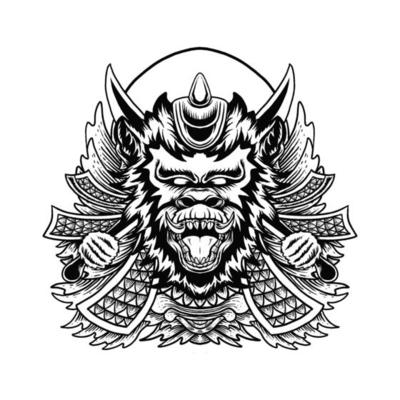 Ape monkey head ornament vector illustration tshirt design
