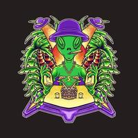 Alien summer vibes vector illustration tshirt design