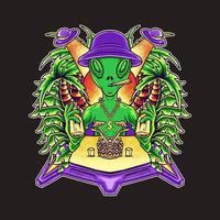 diseño de camiseta de ilustración de vector de vibraciones de verano alienígena