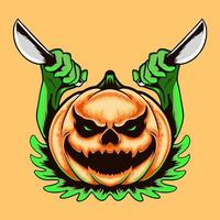 Scary Pumpkin monster Halloween Premium Vector thshirt design illustration