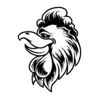 Rooster head vector illustration line tshirt design