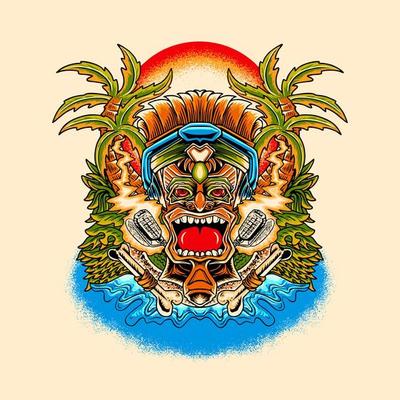 Tiki music summer viber vector illustration tshirt design