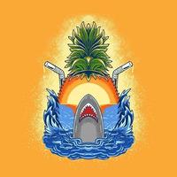Shark summer vector illustration tshirt design