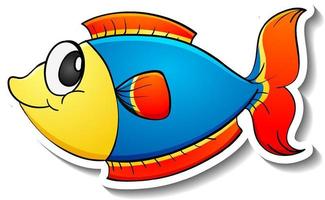 Cute fish sea animal cartoon sticker vector