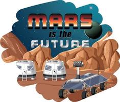 marte es el diseño del logotipo de la palabra futura con estación espacial