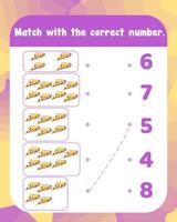 Count and match numbers math worksheet template vector
