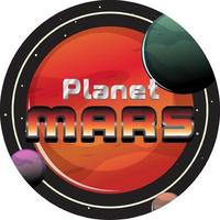 Planet Mars word logo design vector