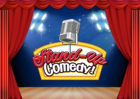 Stand up comedy banner with vintage microphone vector