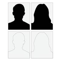 Profile icon. Avatar icons set. Male and female head silhouettes.