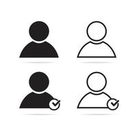 Profile with checkmark icon vector, line outline art user account accepted symbol with a tick, approved or applied person sign, validation verified pictogram, authorized member vector